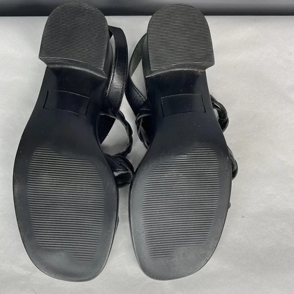 VINTAGE Y2K Square Toe Braided Sling-back Sandals Jessica Black Leather 7 - Picture 6 of 9